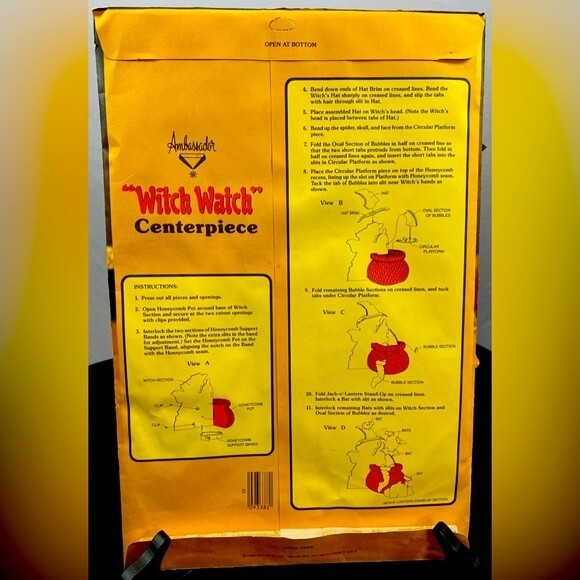 Vtg Halloween Witch Watch Centerpiece Honeycomb Bats Pumpkin Ambassador Hallmark - Picture 8 of 9